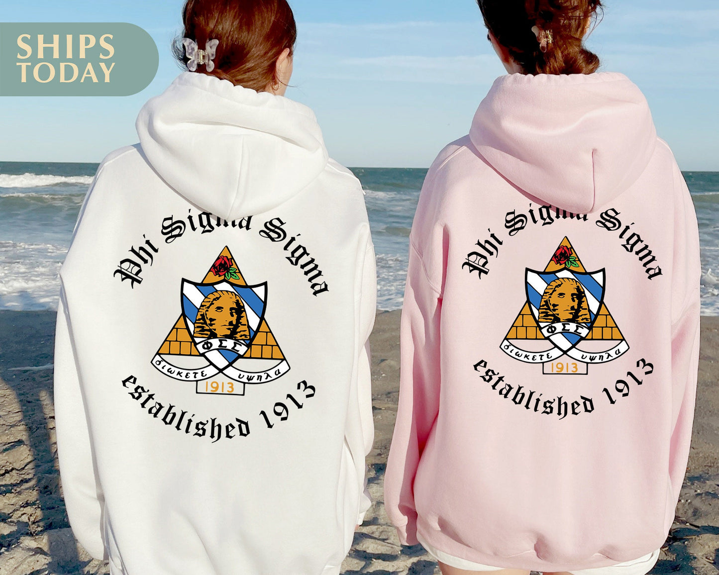 Phi Sigma Sigma Old English Crest Sorority Hoodie _ 32939g