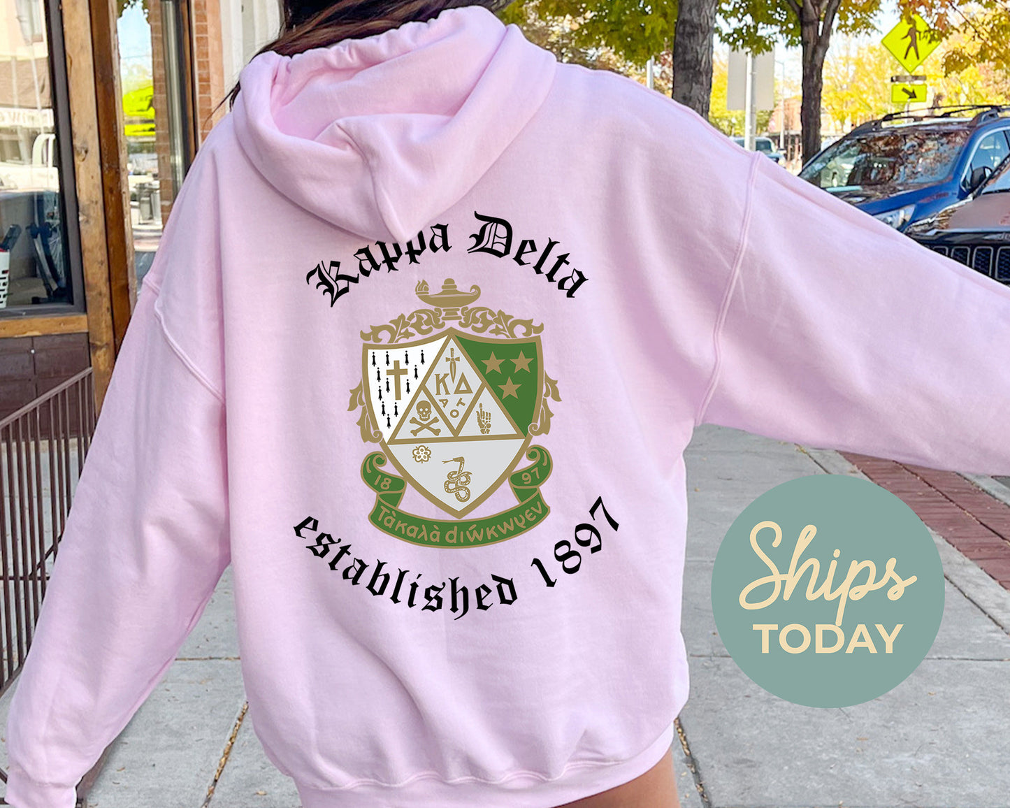 Kappa Delta Old English Crest Sorority Hoodie _ 32936g
