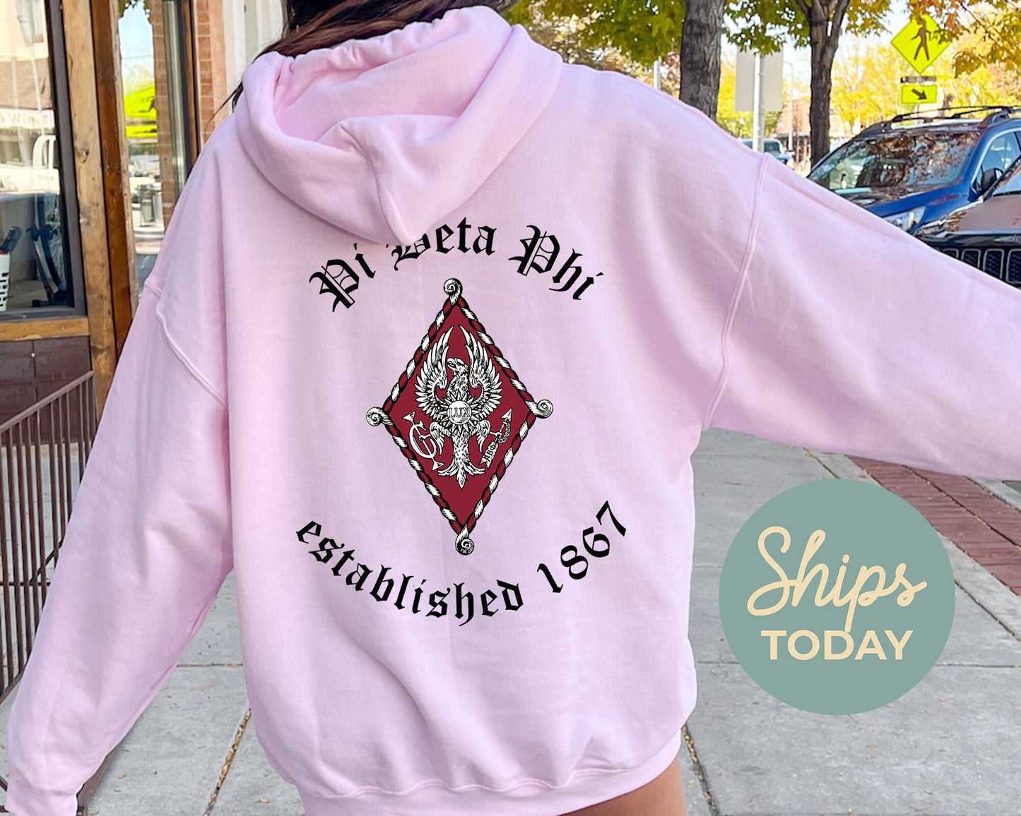 Pi Beta Phi Old English Crest Sorority Hoodie _ 32940g