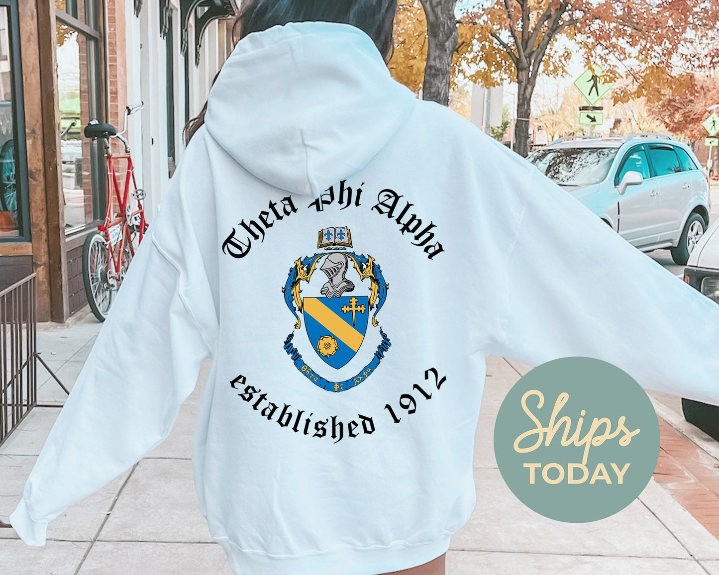Theta Phi Alpha Old English Crest Sorority Hoodie _ 32944g