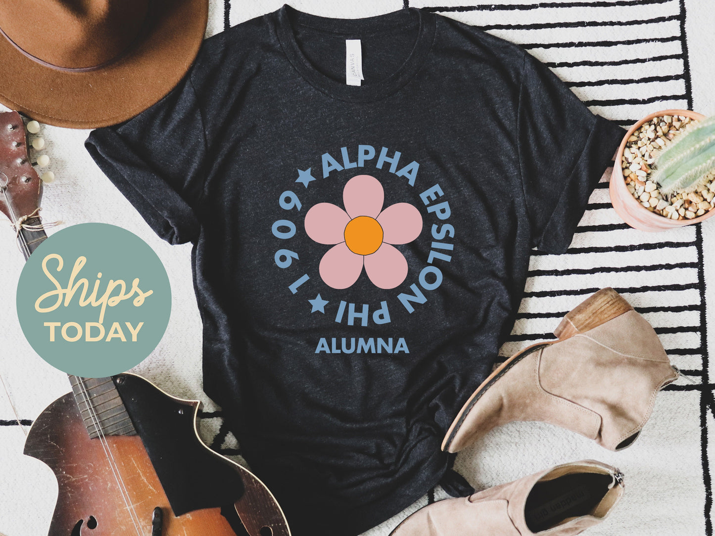 Alpha Epsilon Phi Floral Alumna Sorority T-shirt _ 2553g