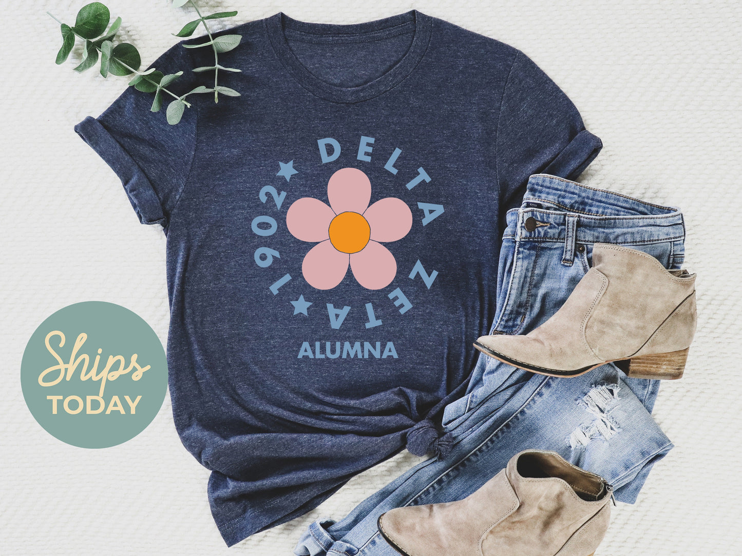 Delta Zeta Floral Alumna Sorority T-shirt _ 2564g