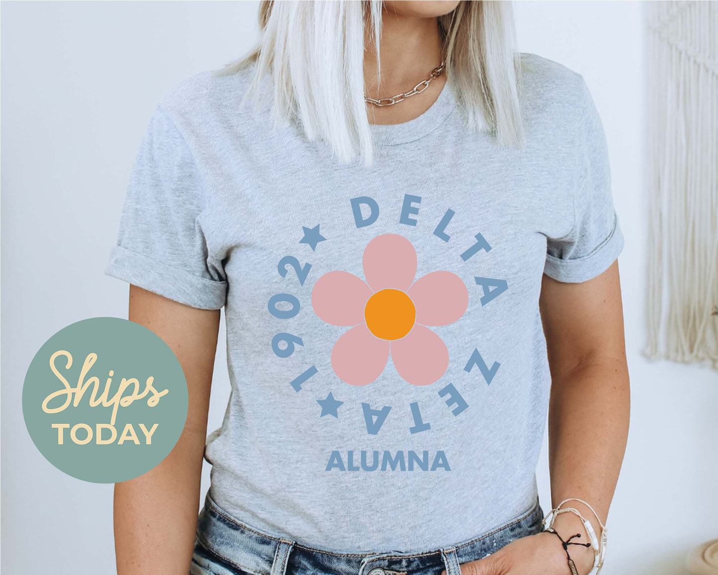 Delta Zeta Floral Alumna Sorority T-shirt _ 2564g