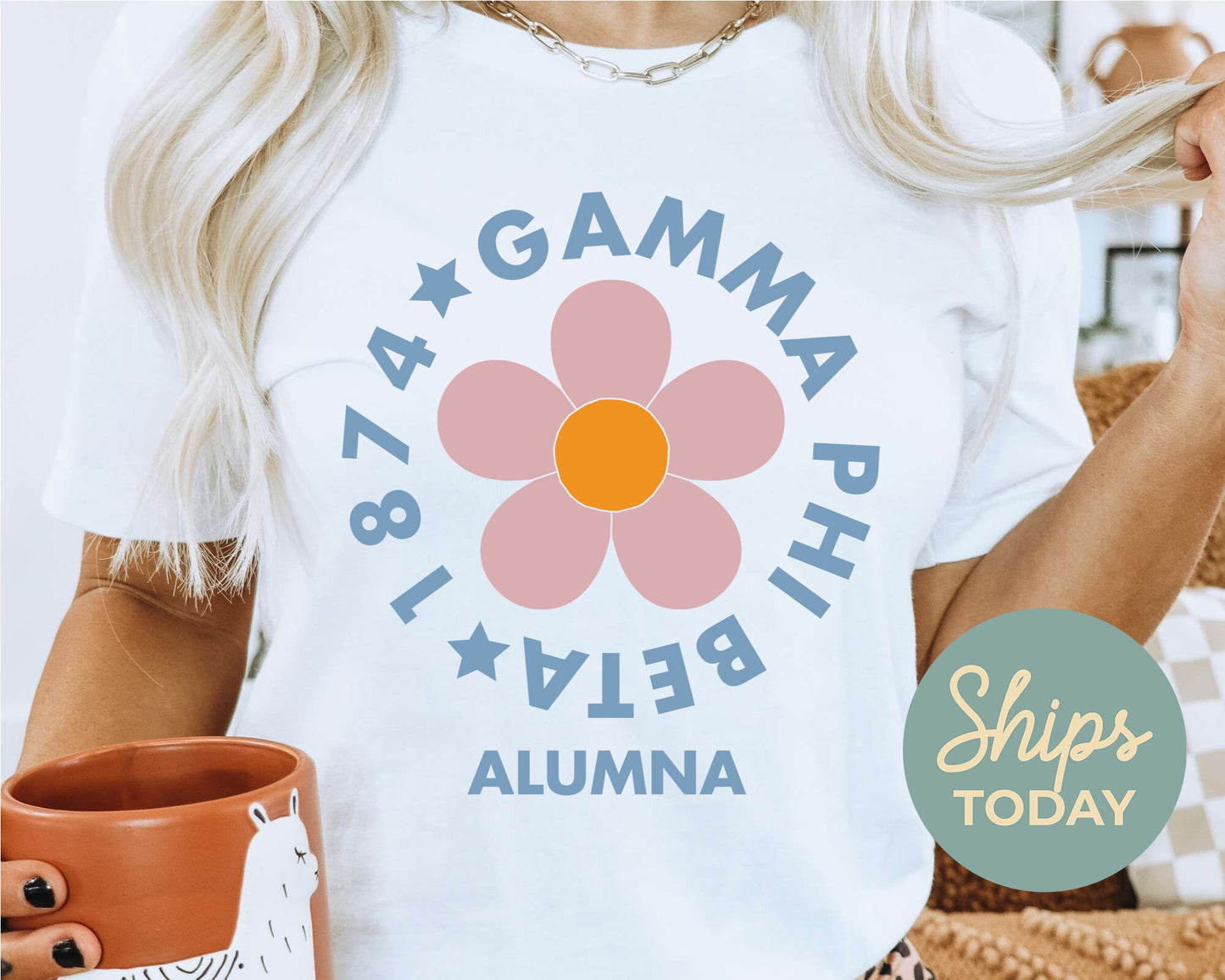 Gamma Phi Beta Floral Alumna Sorority T-shirt _ 2565g