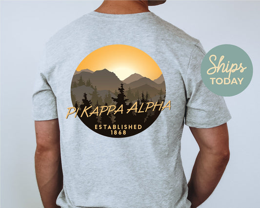 Pi Kappa Alpha Sunset and Pines Fraternity T-shirt _ 33333g