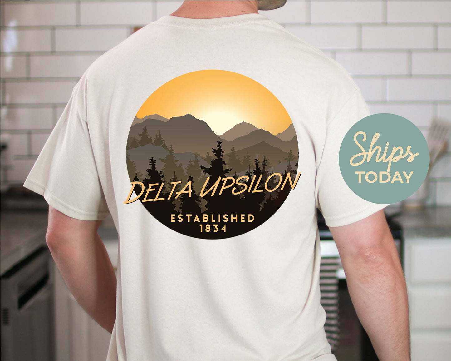 Delta Upsilon Sunset and Pines Fraternity T-shirt _ 33324g