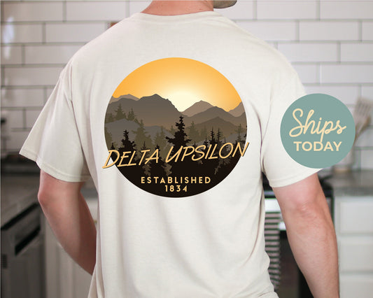 Delta Upsilon Sunset and Pines Fraternity T-shirt _ 33324g