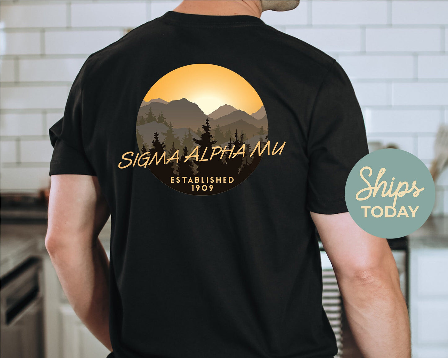 Sigma Alpha Mu Sunset and Pines Fraternity T-shirt _ 33336g