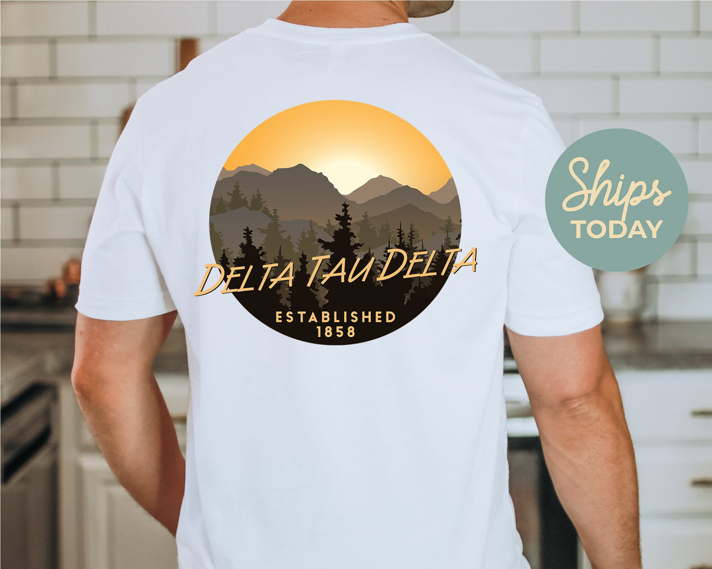 Delta Tau Delta Sunset and Pines Fraternity T-shirt _ 33323g