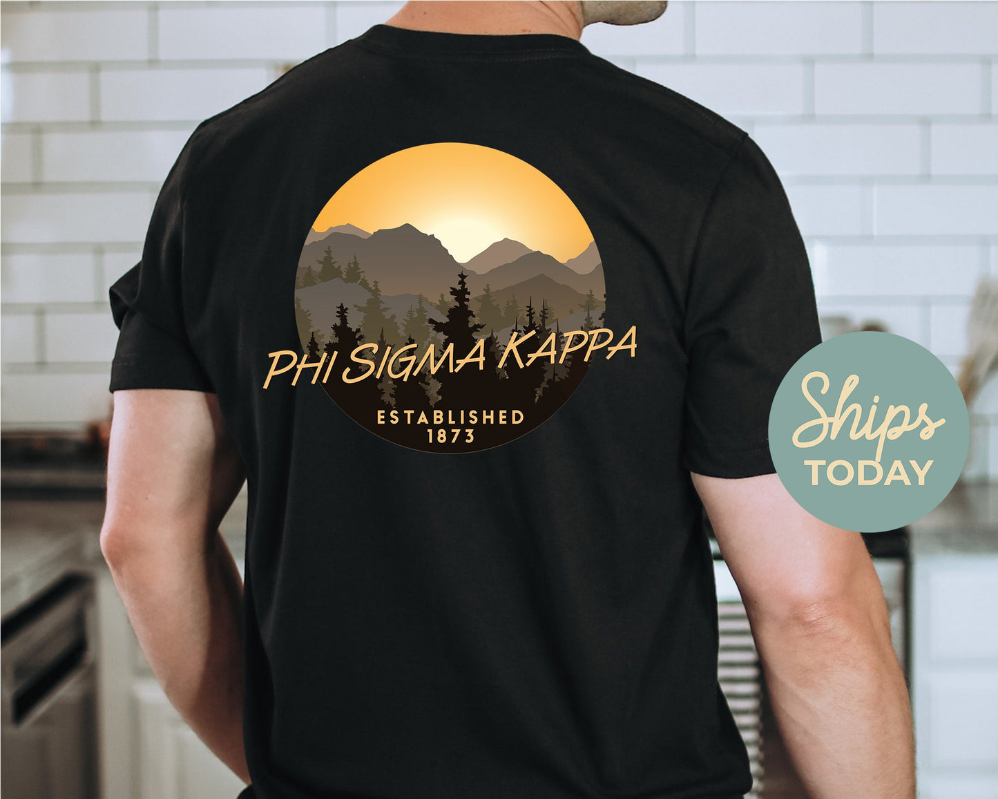 Phi Sigma Kappa Sunset and Pines Fraternity T-shirt _ 33332g