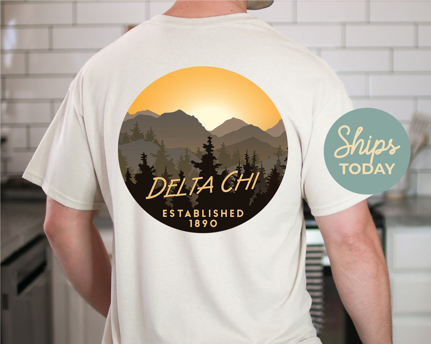 Delta Chi Sunset and Pines Fraternity T-shirt _ 33321g