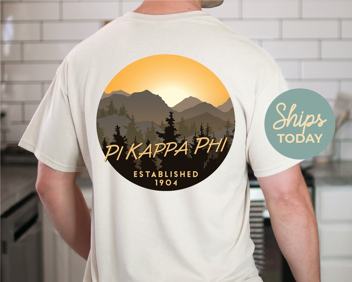 Pi Kappa Phi Sunset and Pines Fraternity T-shirt _ 33334g