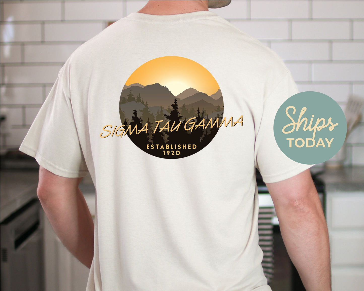 Sigma Tau Gamma Sunset and Pines Fraternity T-shirt _ 33341g