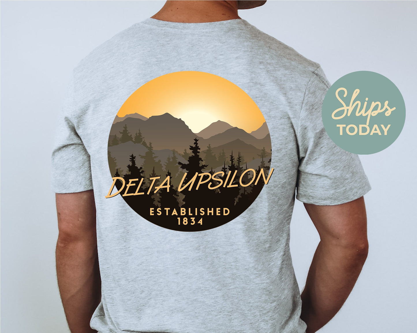 Delta Upsilon Sunset and Pines Fraternity T-shirt _ 33324g