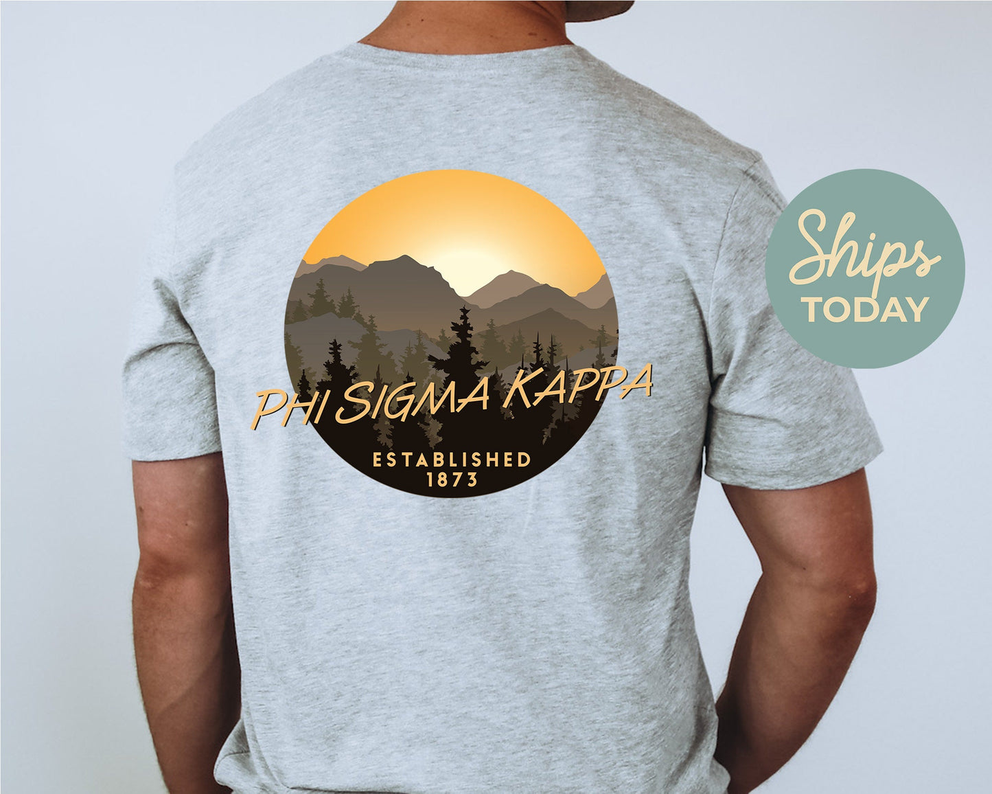 Phi Sigma Kappa Sunset and Pines Fraternity T-shirt _ 33332g