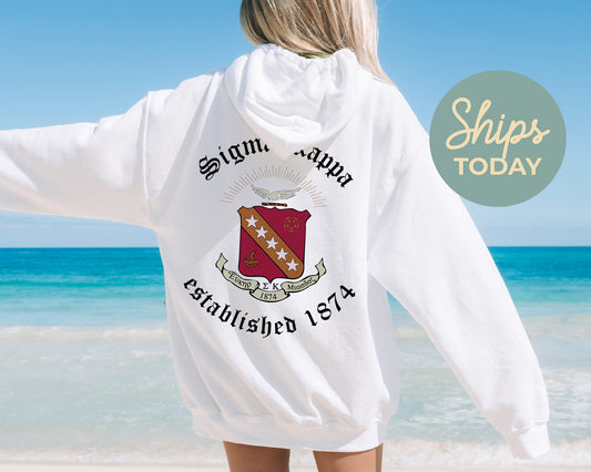 Sigma Kappa Old English Crest Sorority Hoodie _ 32942g