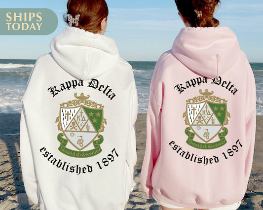 Kappa Delta Old English Crest Sorority Hoodie _ 32936g