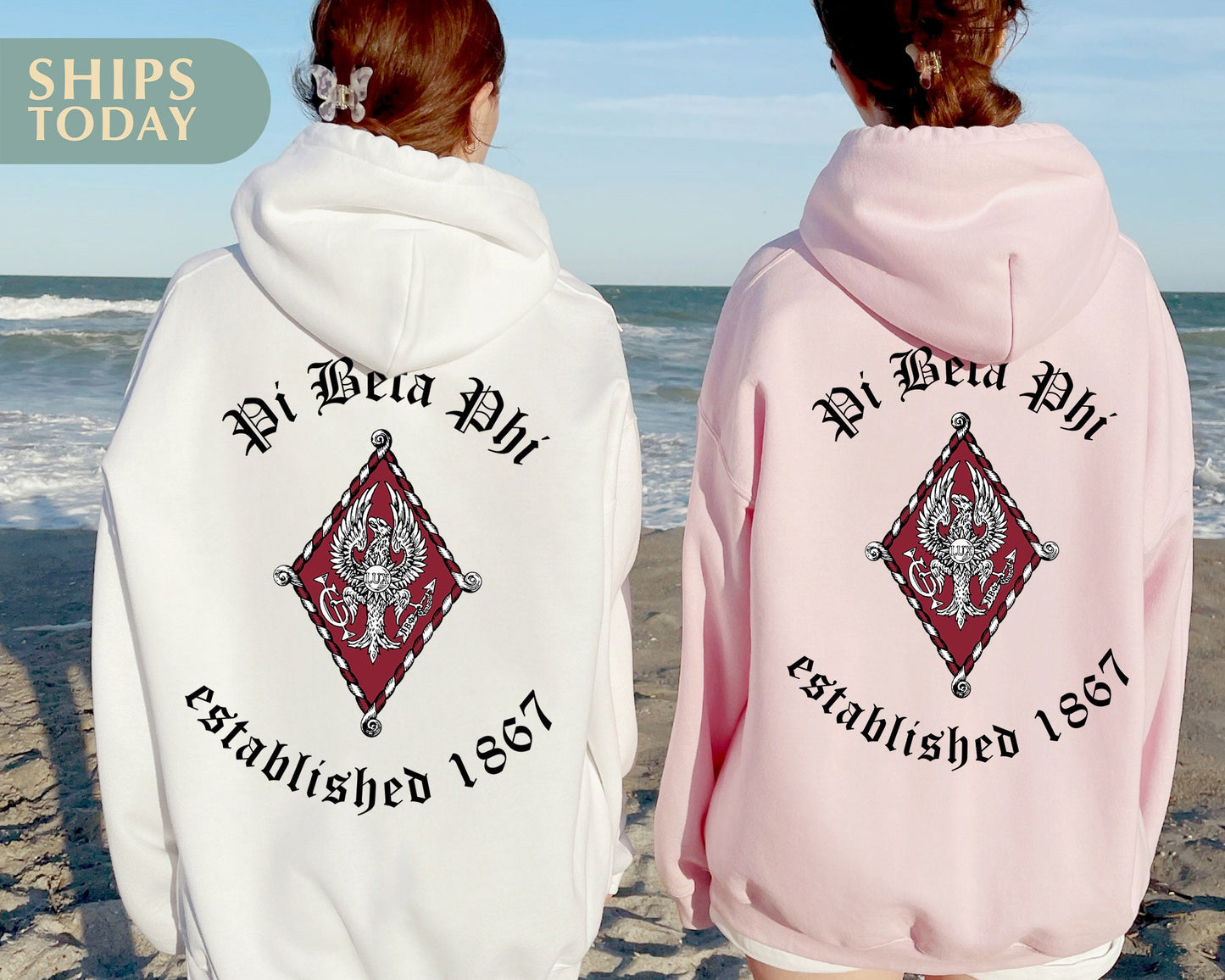 Pi Beta Phi Old English Crest Sorority Hoodie _ 32940g