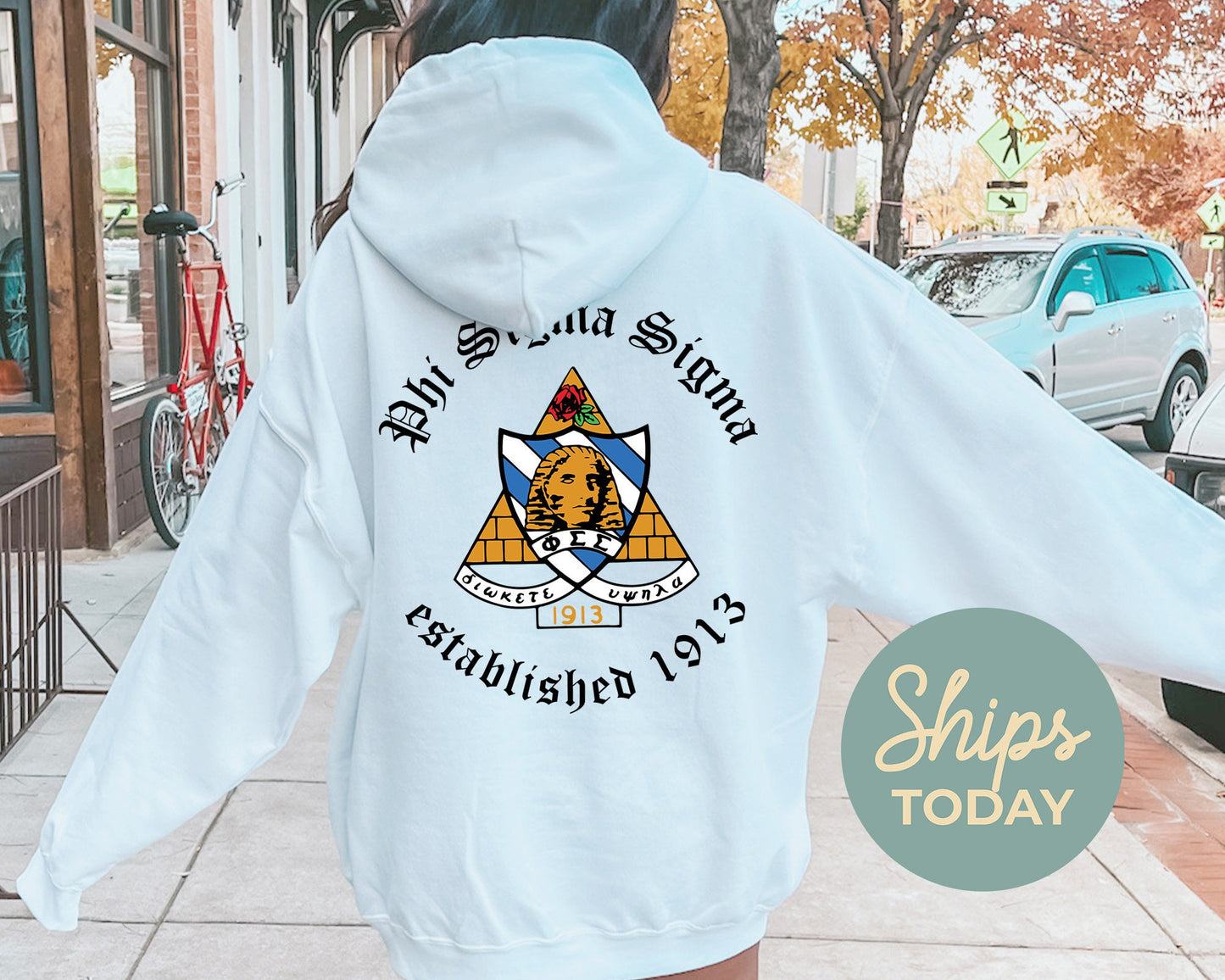 Phi Sigma Sigma Old English Crest Sorority Hoodie _ 32939g