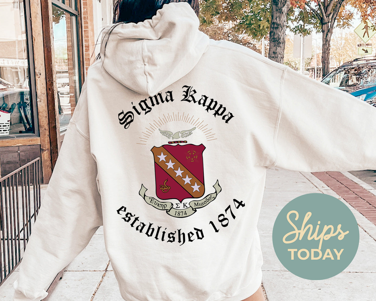 Sigma Kappa Old English Crest Sorority Hoodie _ 32942g