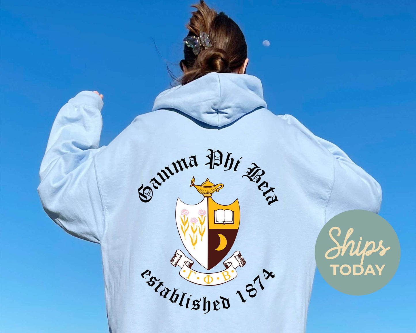Gamma Phi Beta Old English Crest Sorority Hoodie _ 32934g