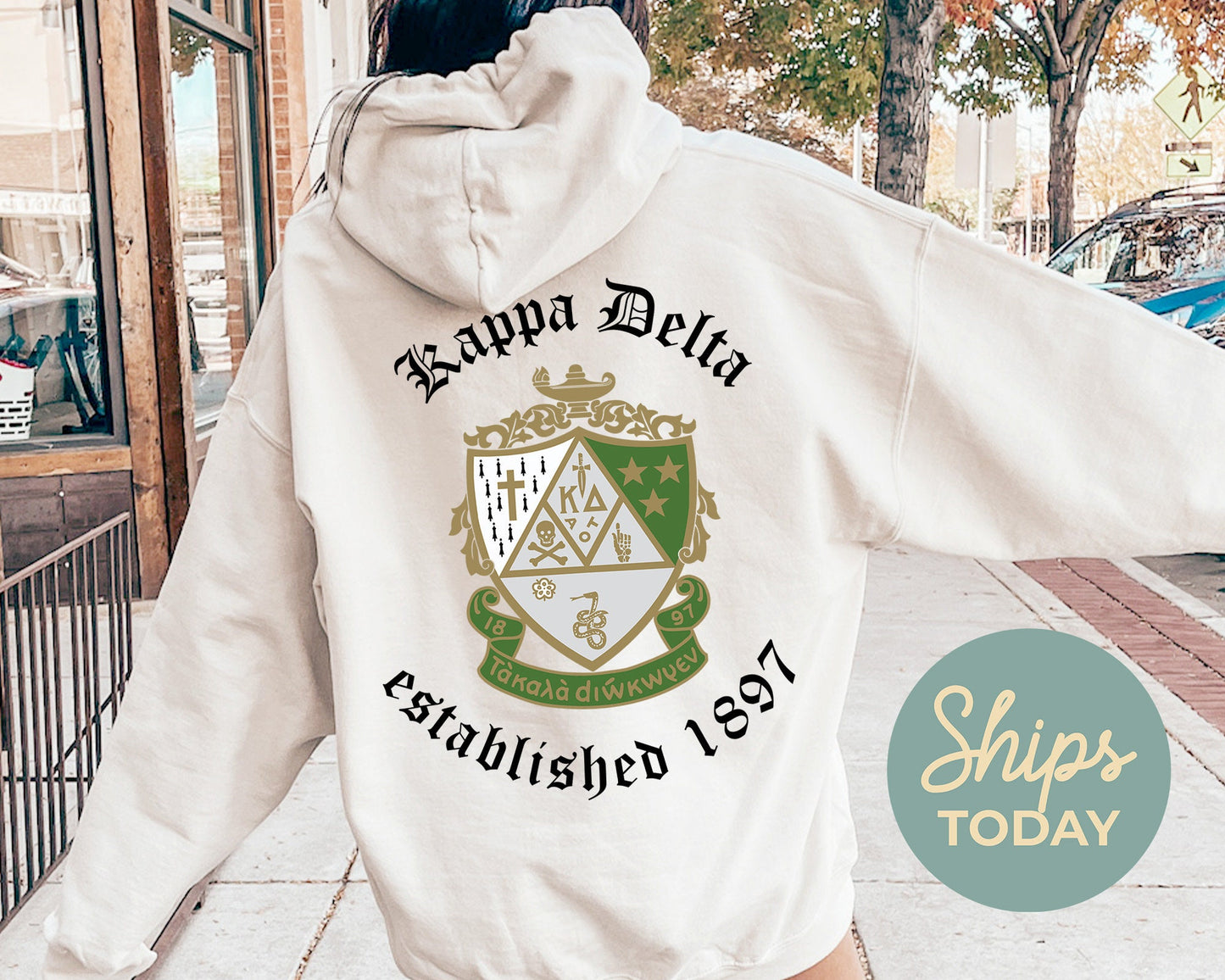 Kappa Delta Old English Crest Sorority Hoodie _ 32936g