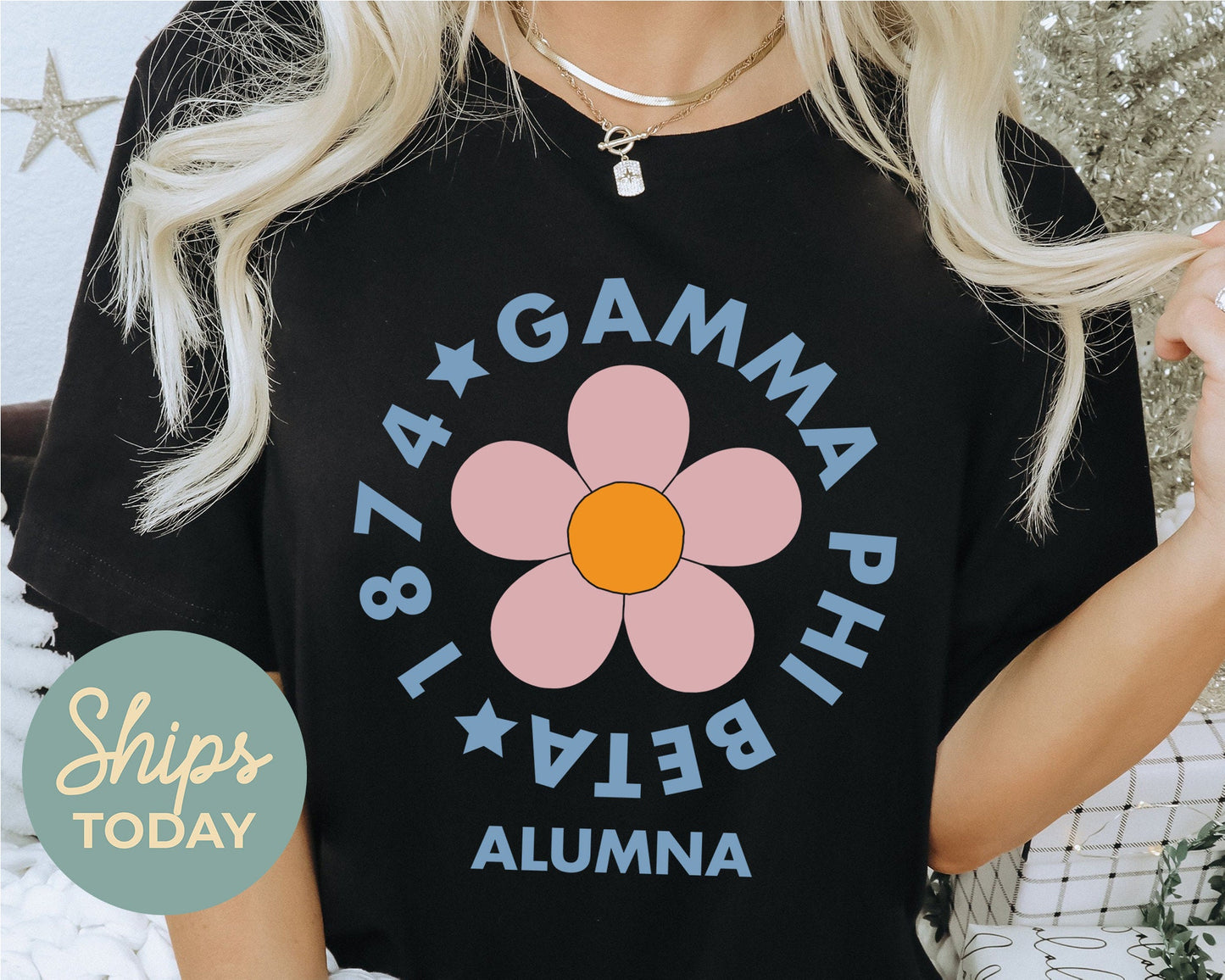 Gamma Phi Beta Floral Alumna Sorority T-shirt _ 2565g