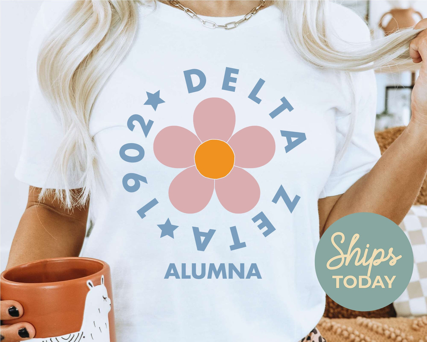 Delta Zeta Floral Alumna Sorority T-shirt _ 2564g