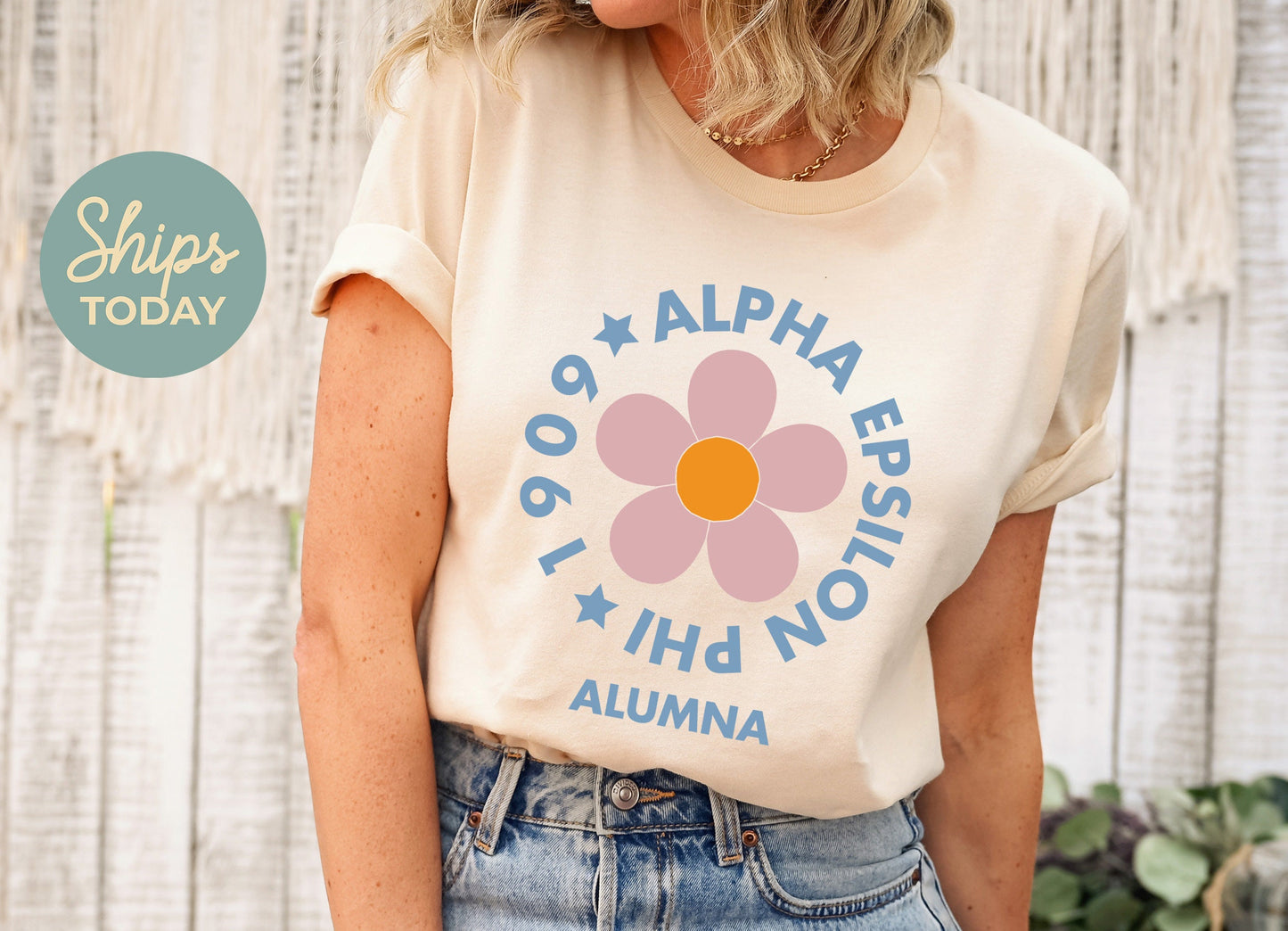 Alpha Epsilon Phi Floral Alumna Sorority T-shirt _ 2553g