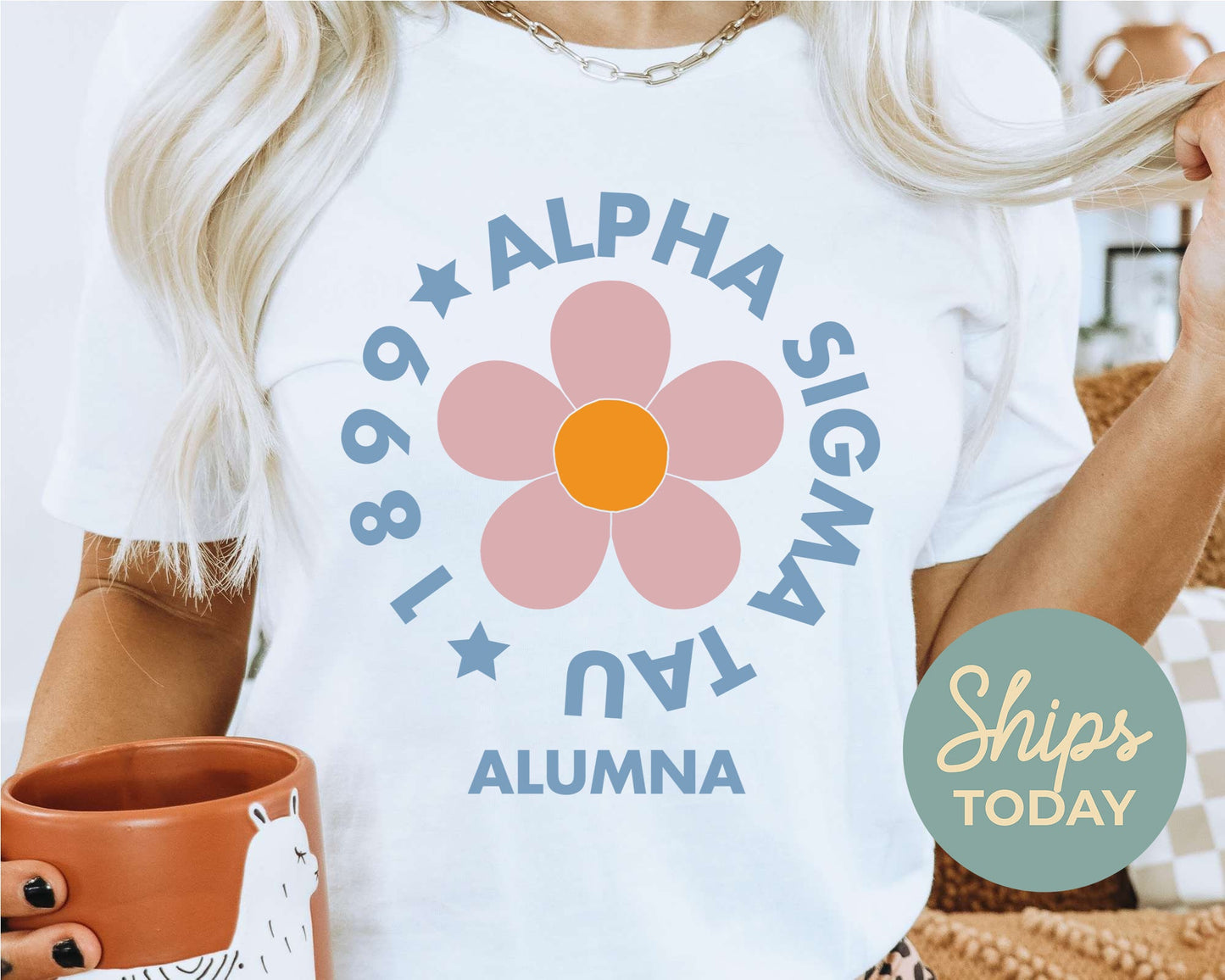 Alpha Sigma Tau Floral Alumna Sorority T-shirt _ 2558g
