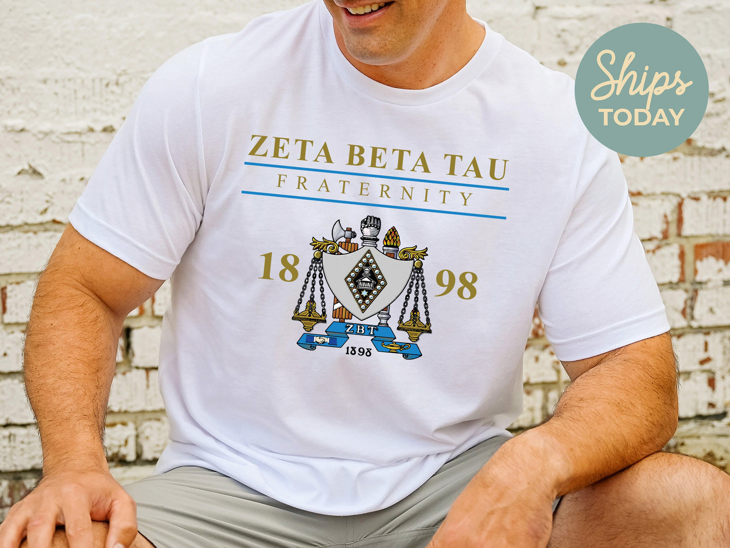 Zeta Beta Tau Iconic Crest Fraternity T-shirt _ 31147g