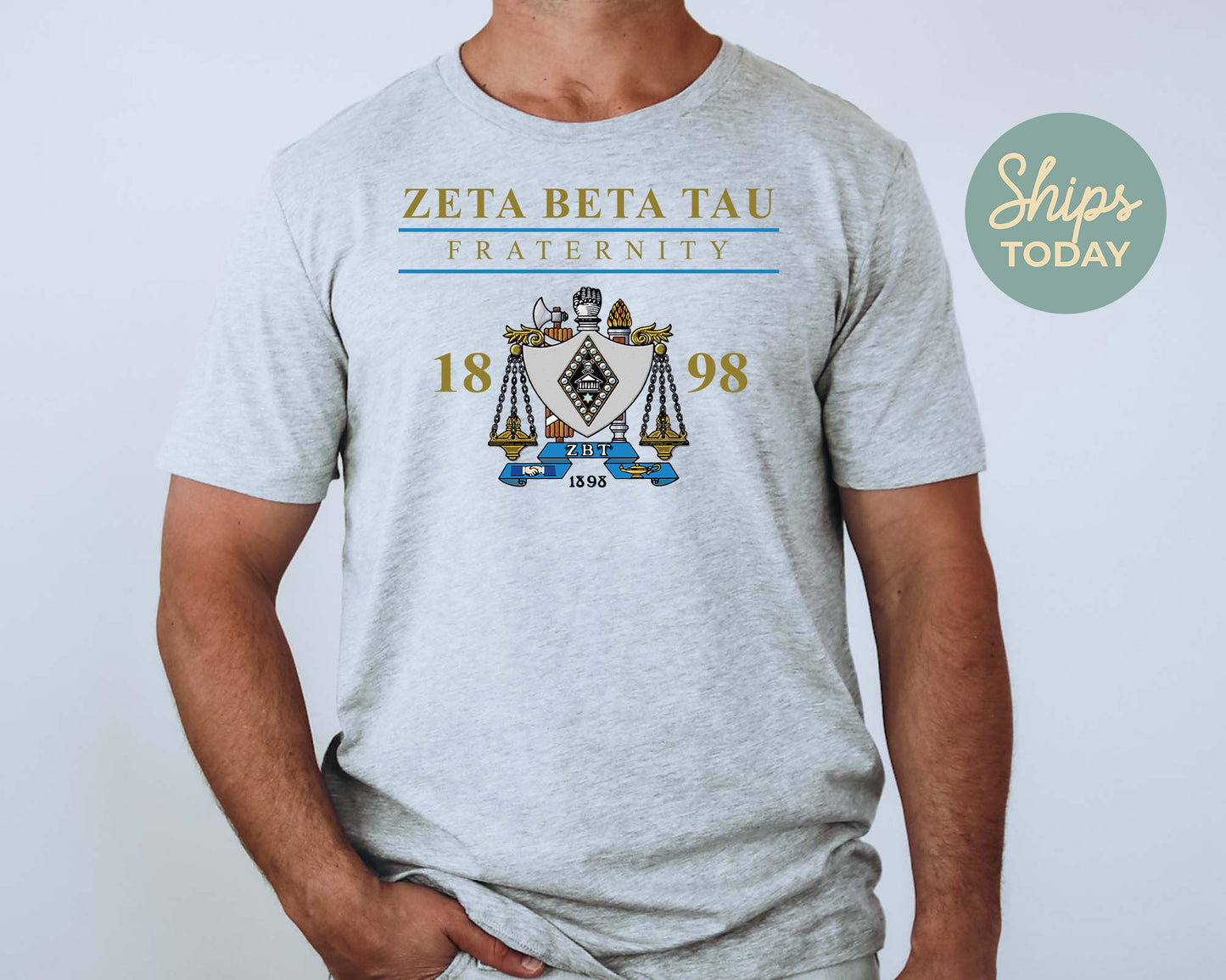 Zeta Beta Tau Iconic Crest Fraternity T-shirt _ 31147g