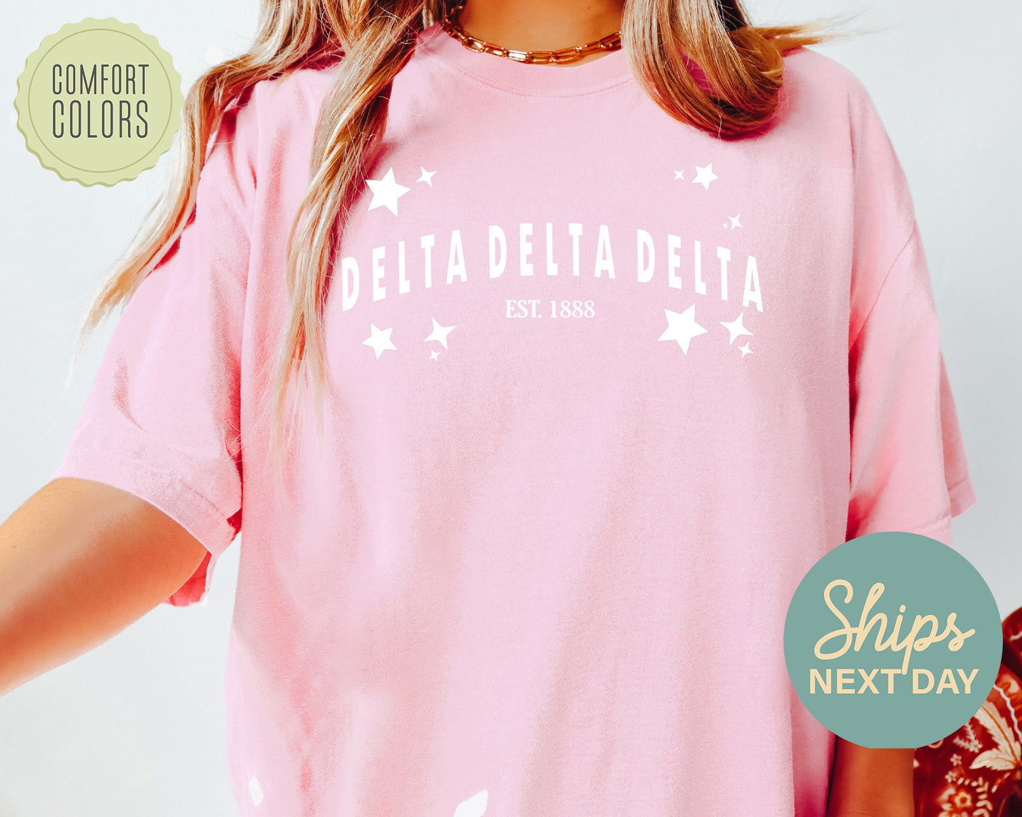 Delta Delta Delta Arched Star Comfort Colors Sorority T-shirt _ 2274g