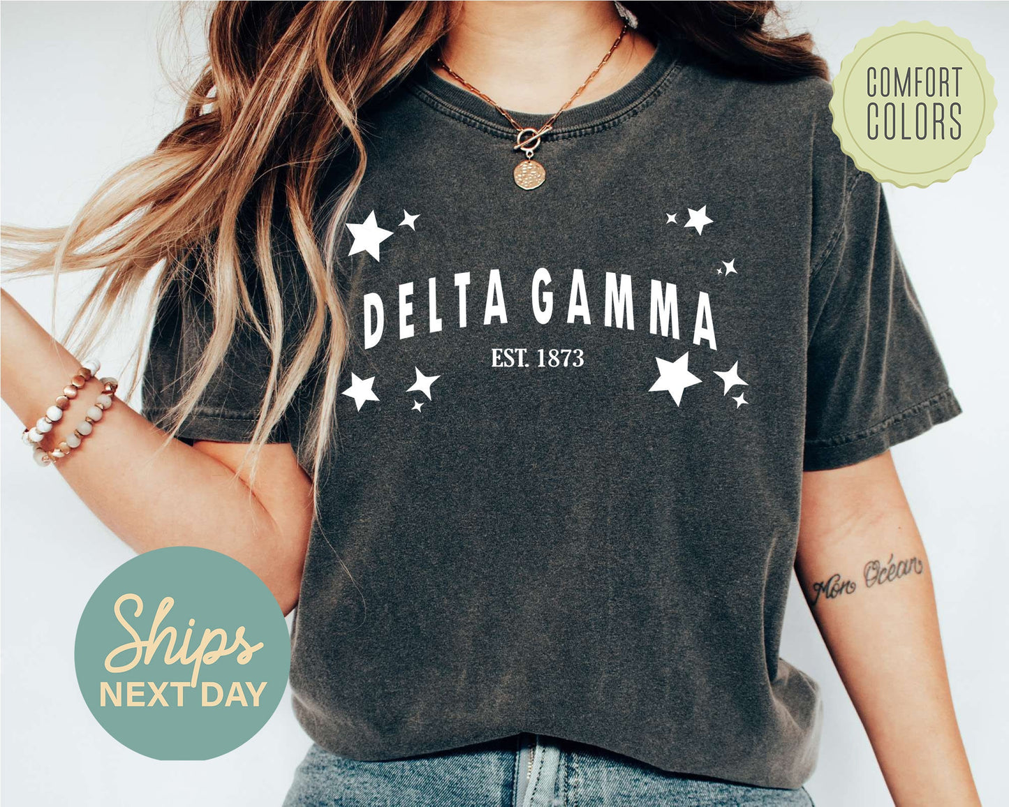 Delta Gamma Arched Star Comfort Colors Sorority T-shirt _ 2275g