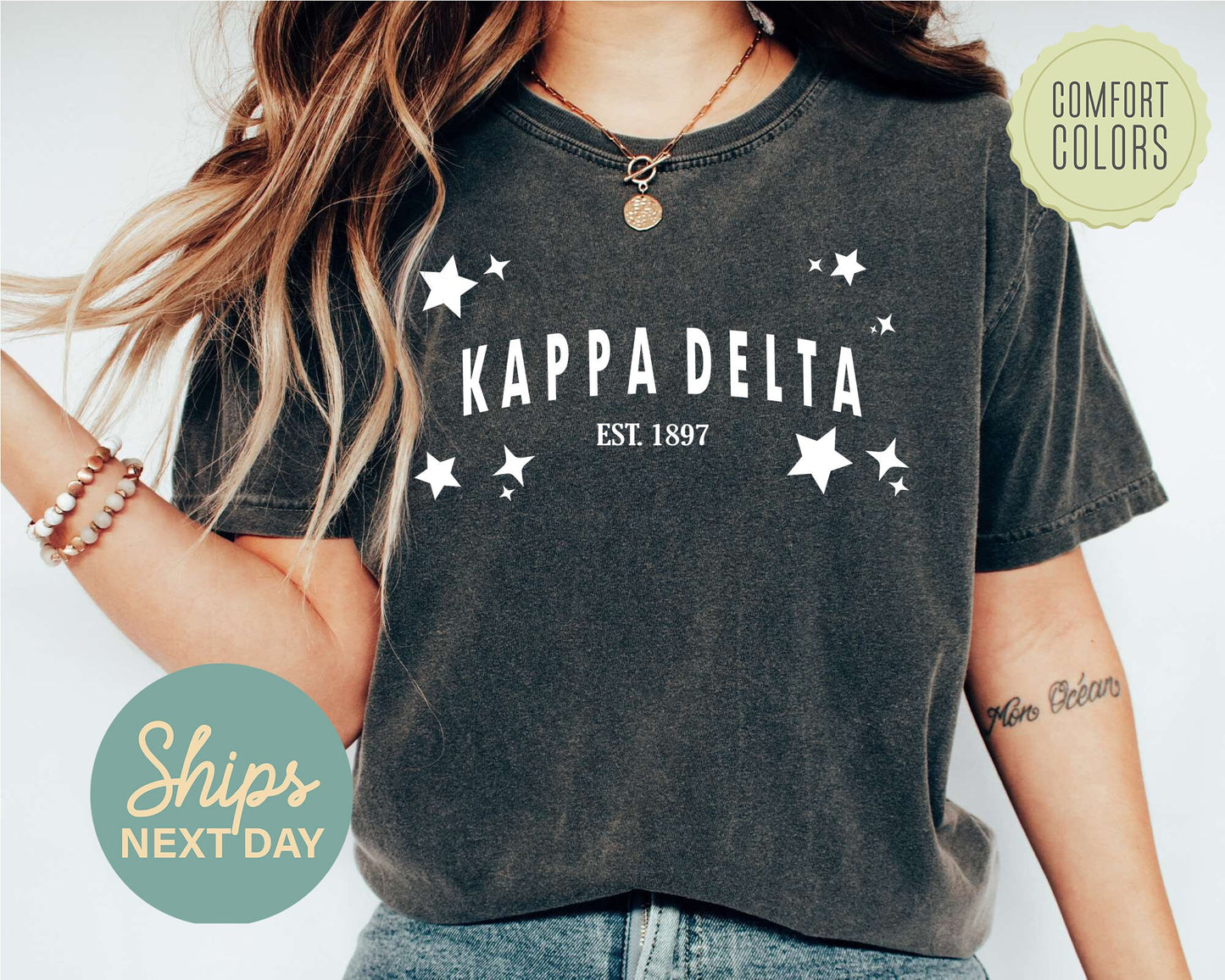 Kappa Delta Arched Star Comfort Colors Sorority T-shirt _ 2281g
