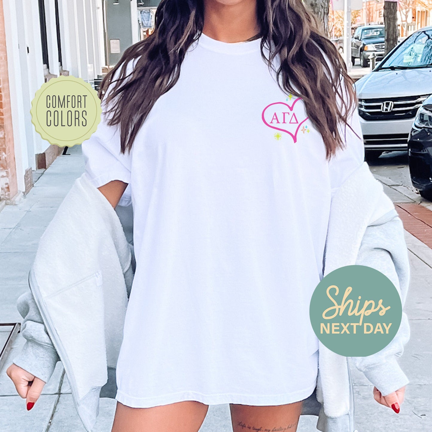 Alpha Gamma Delta Pink Planet Comfort Colors Sorority T-shirt _ 34233g