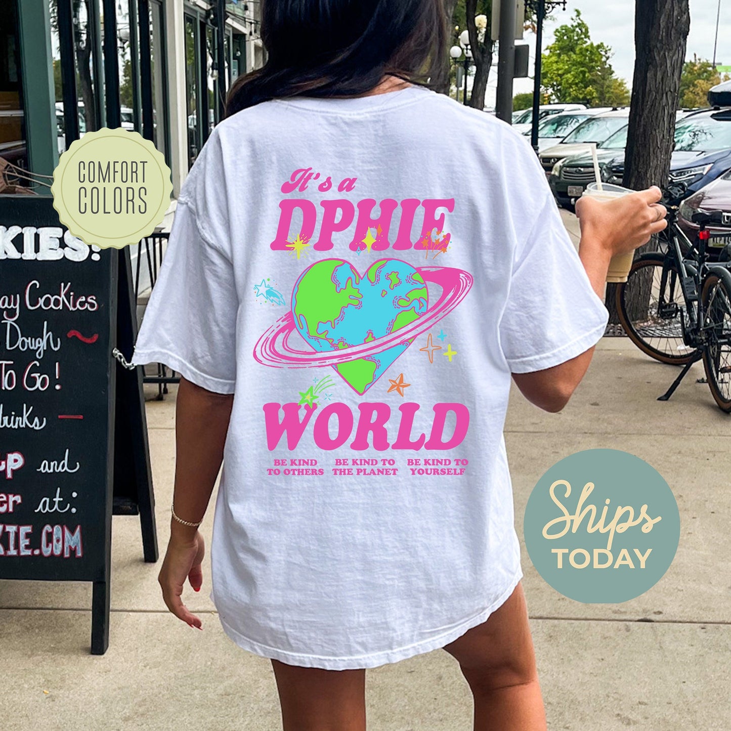 Delta Phi Epsilon Pink Planet Comfort Colors Sorority T-shirt _ 34242g