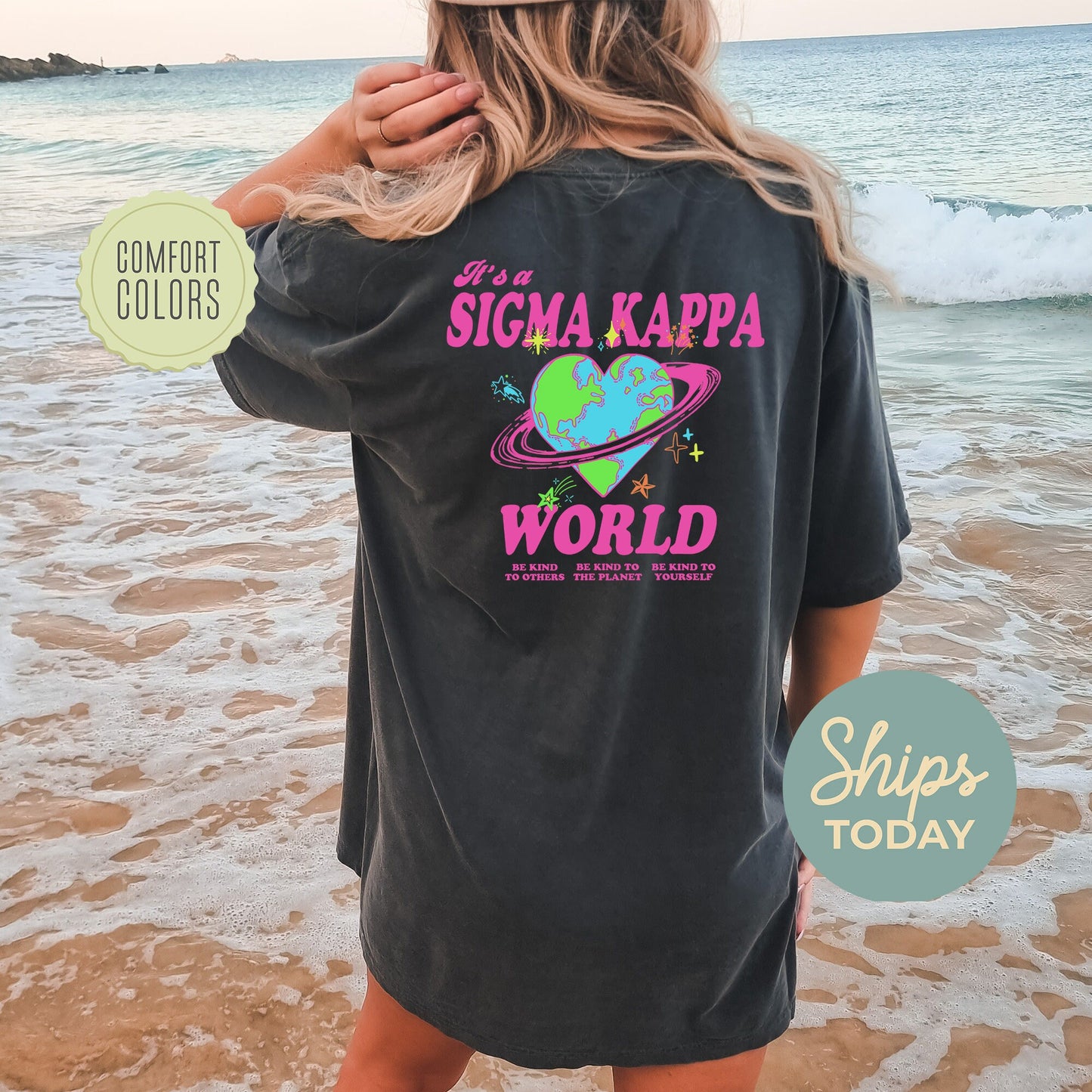 Sigma Kappa Pink Planet Comfort Colors Sorority T-shirt _ 34252g