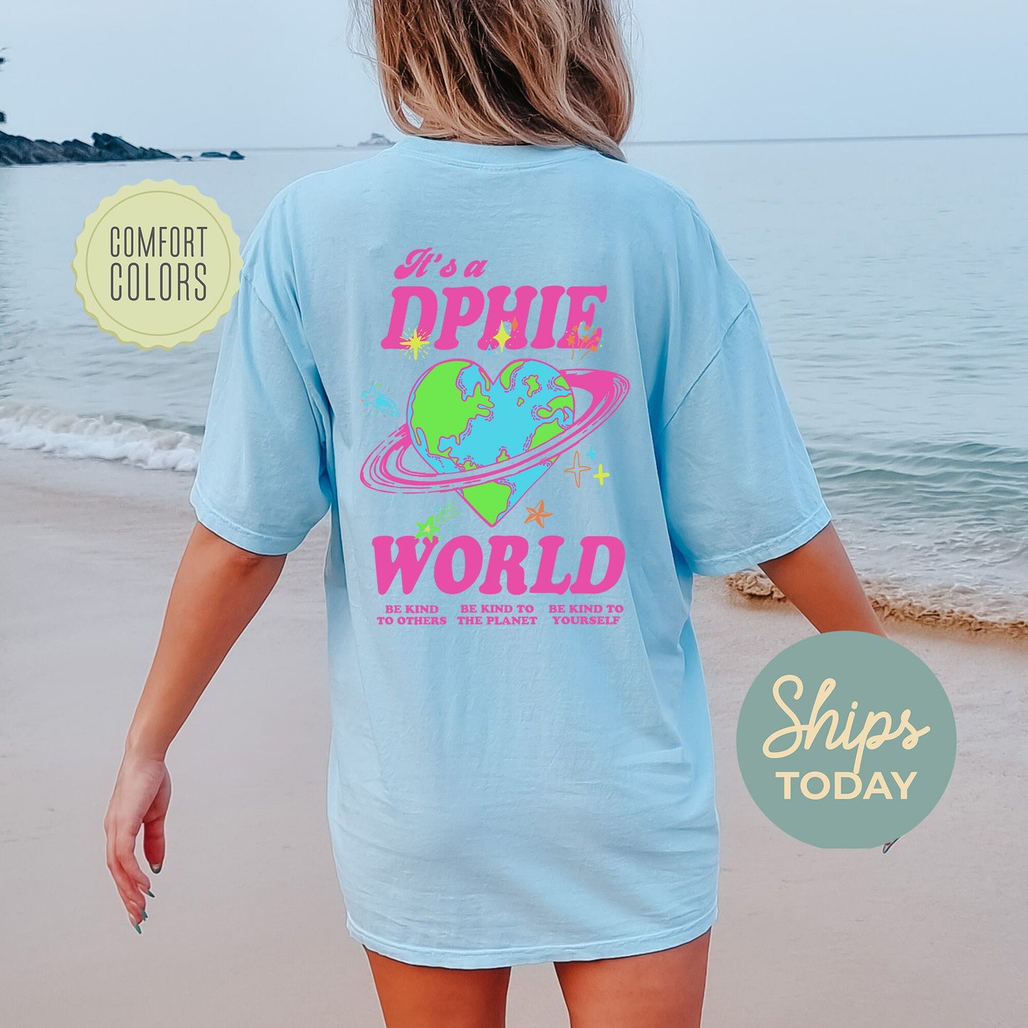 Delta Phi Epsilon Pink Planet Comfort Colors Sorority T-shirt _ 34242g