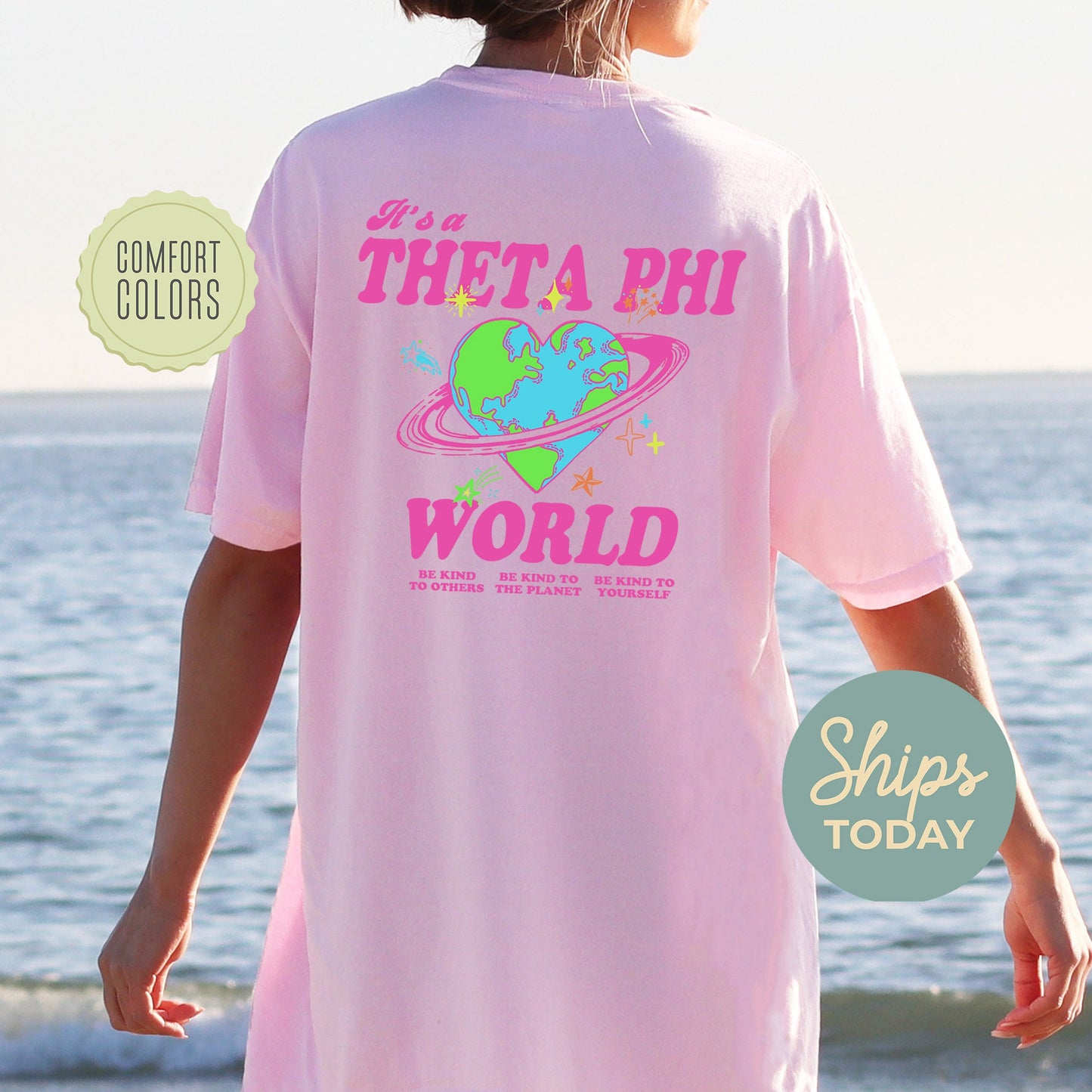 Theta Phi Alpha Pink Planet Comfort Colors Sorority T-shirt _ 34254g