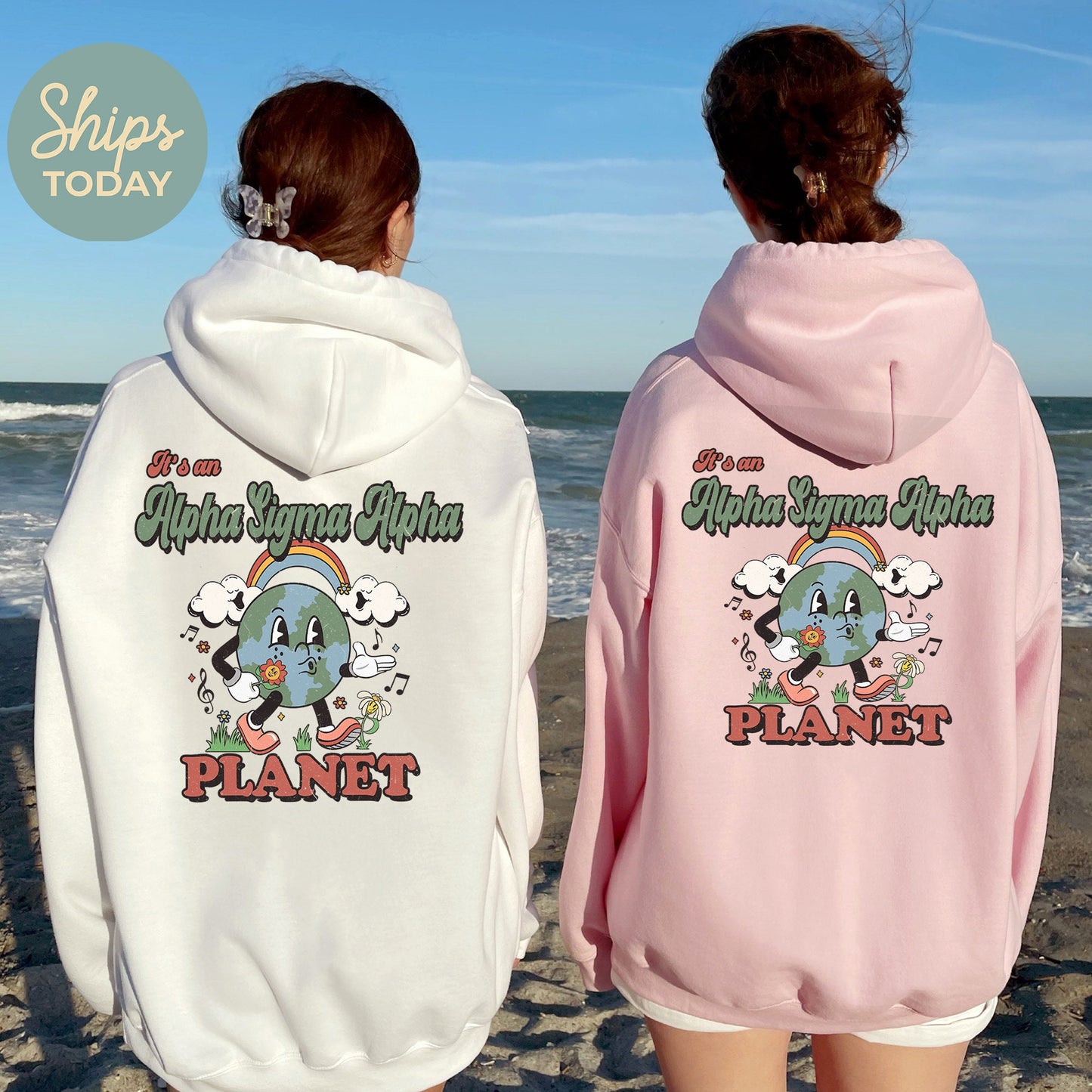 Alpha Sigma Alpha Kinder Planet Sorority Hoodie _ 35417g