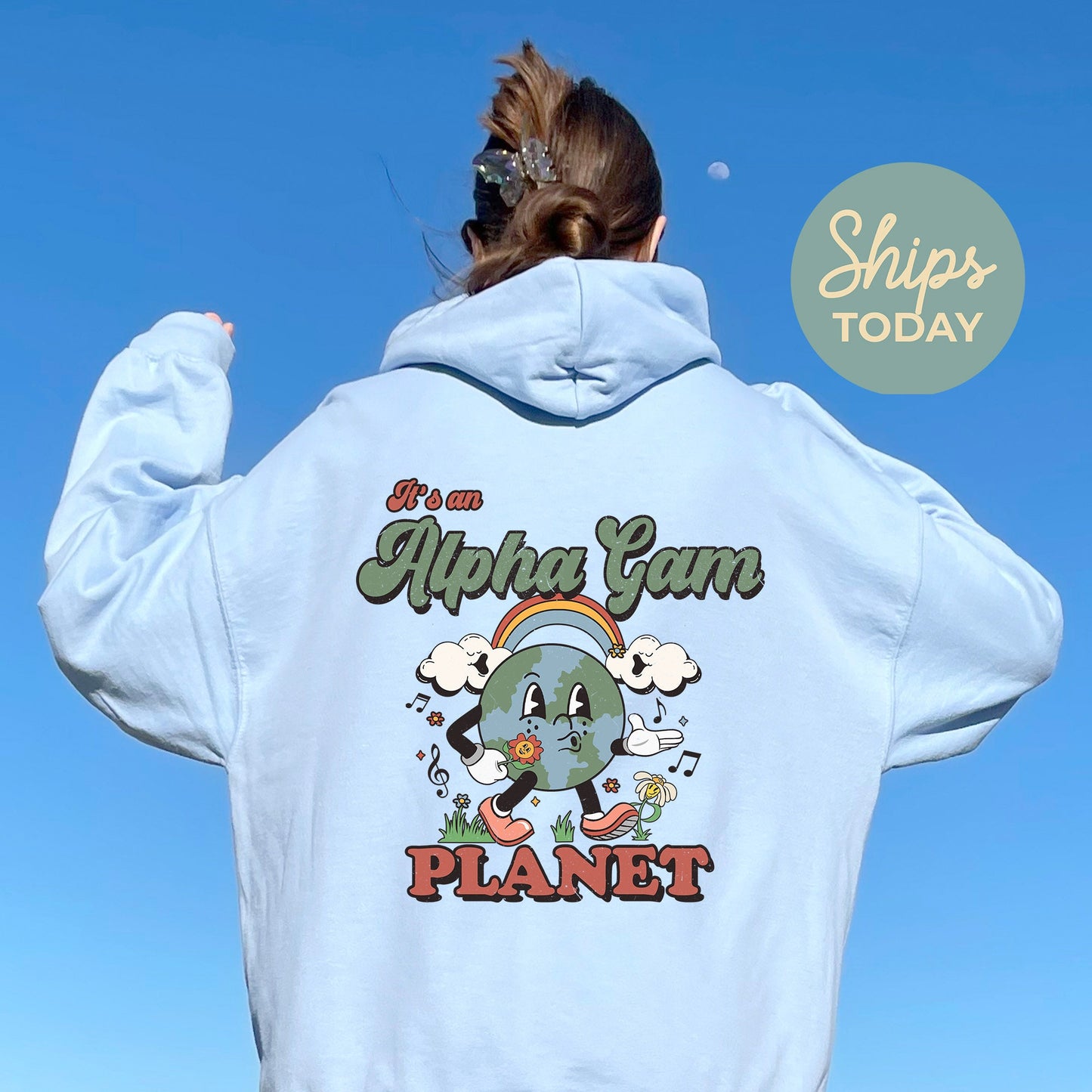 Alpha Gamma Delta Kinder Planet Sorority Hoodie _ 35414g