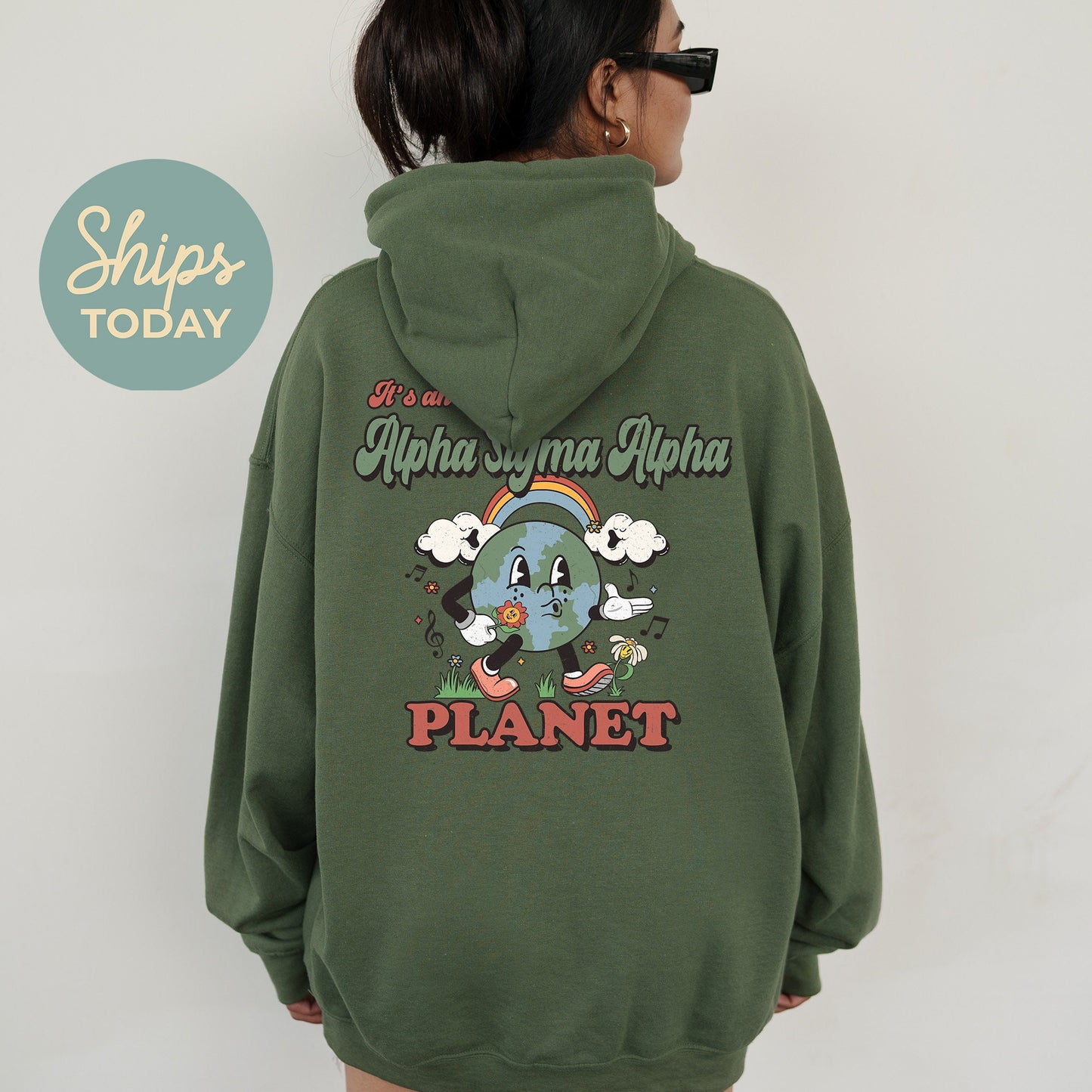 Alpha Sigma Alpha Kinder Planet Sorority Hoodie _ 35417g