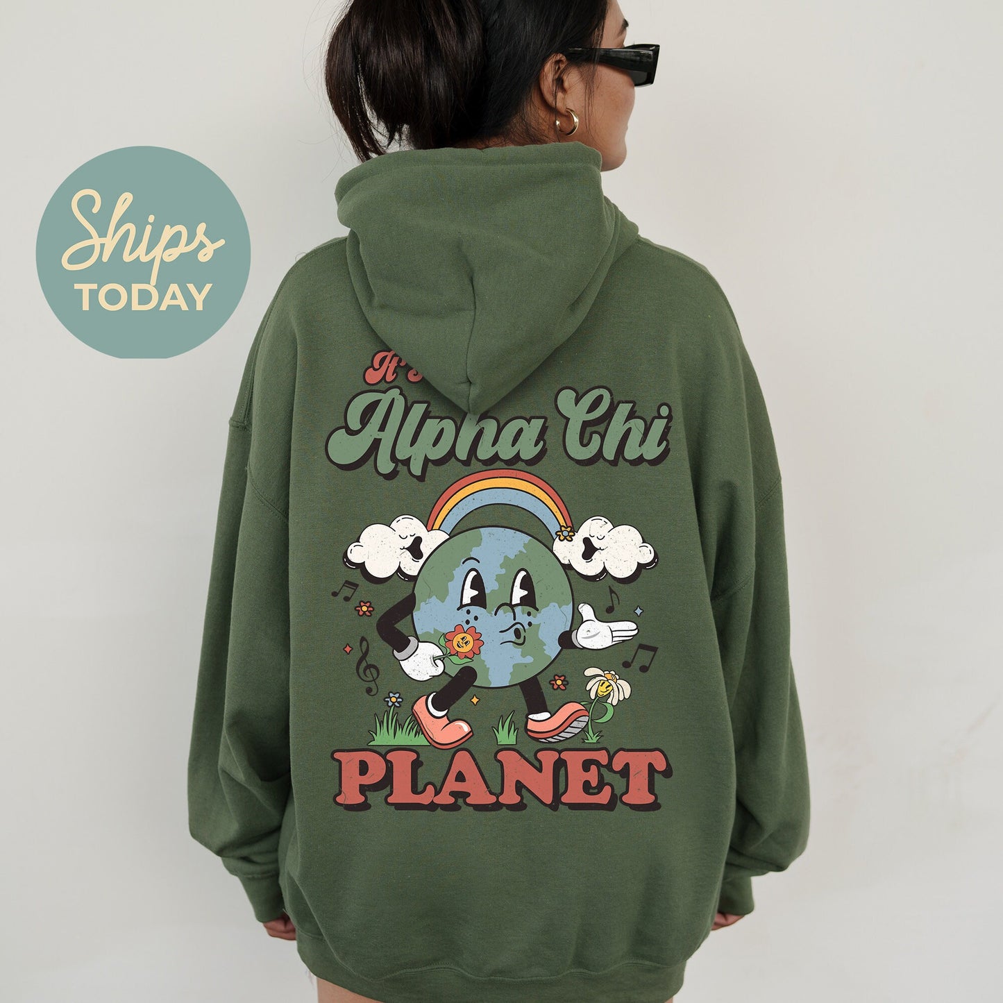 Alpha Chi Omega Kinder Planet Sorority Hoodie _ 35411g