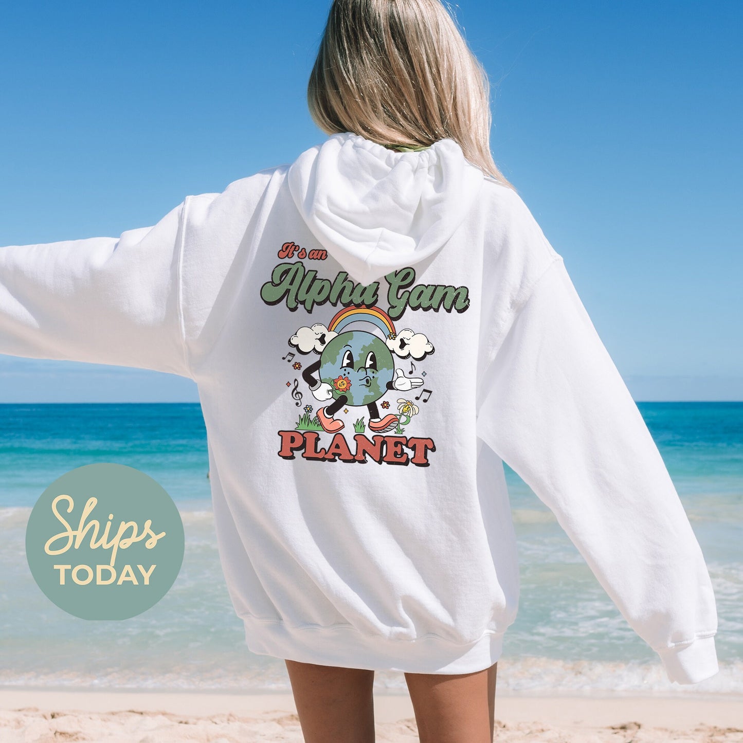 Alpha Gamma Delta Kinder Planet Sorority Hoodie _ 35414g