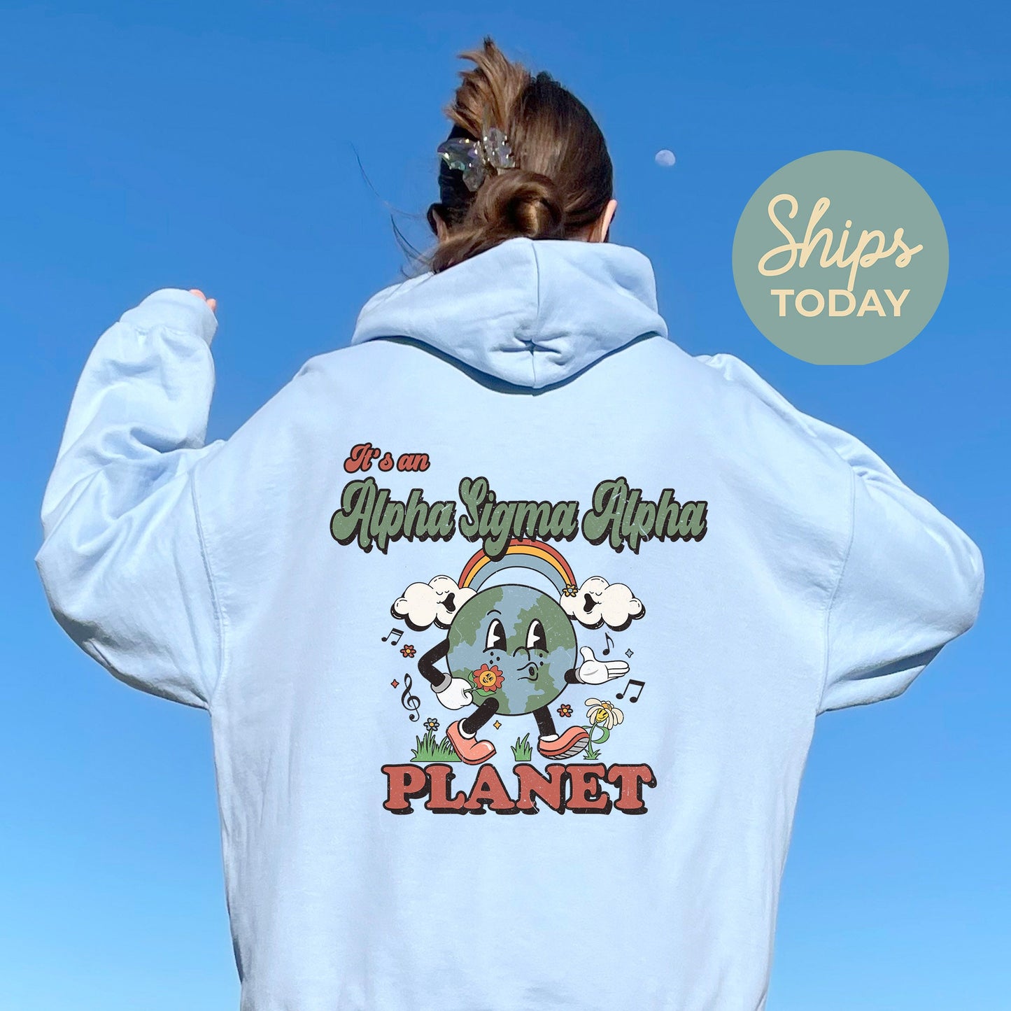 Alpha Sigma Alpha Kinder Planet Sorority Hoodie _ 35417g