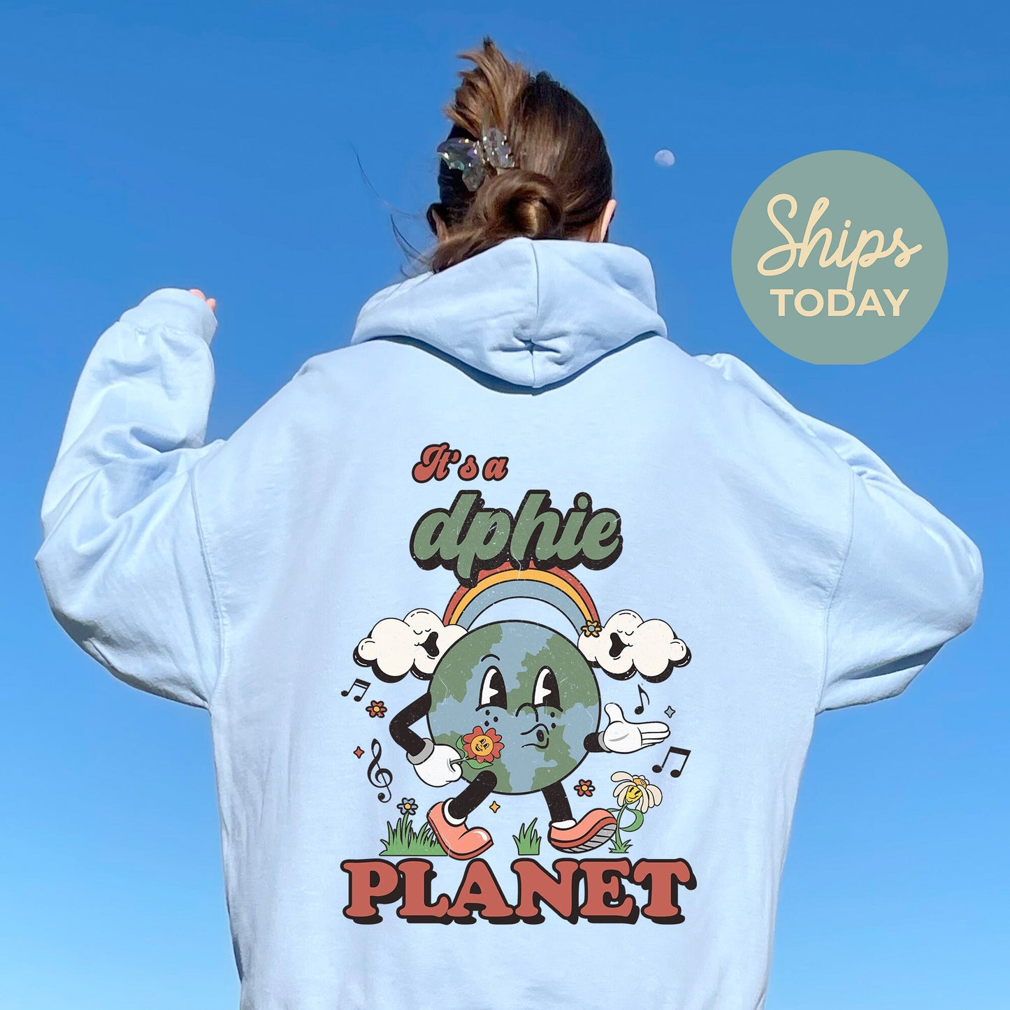 Delta Phi Epsilon Kinder Planet Sorority Hoodie _ 35423g