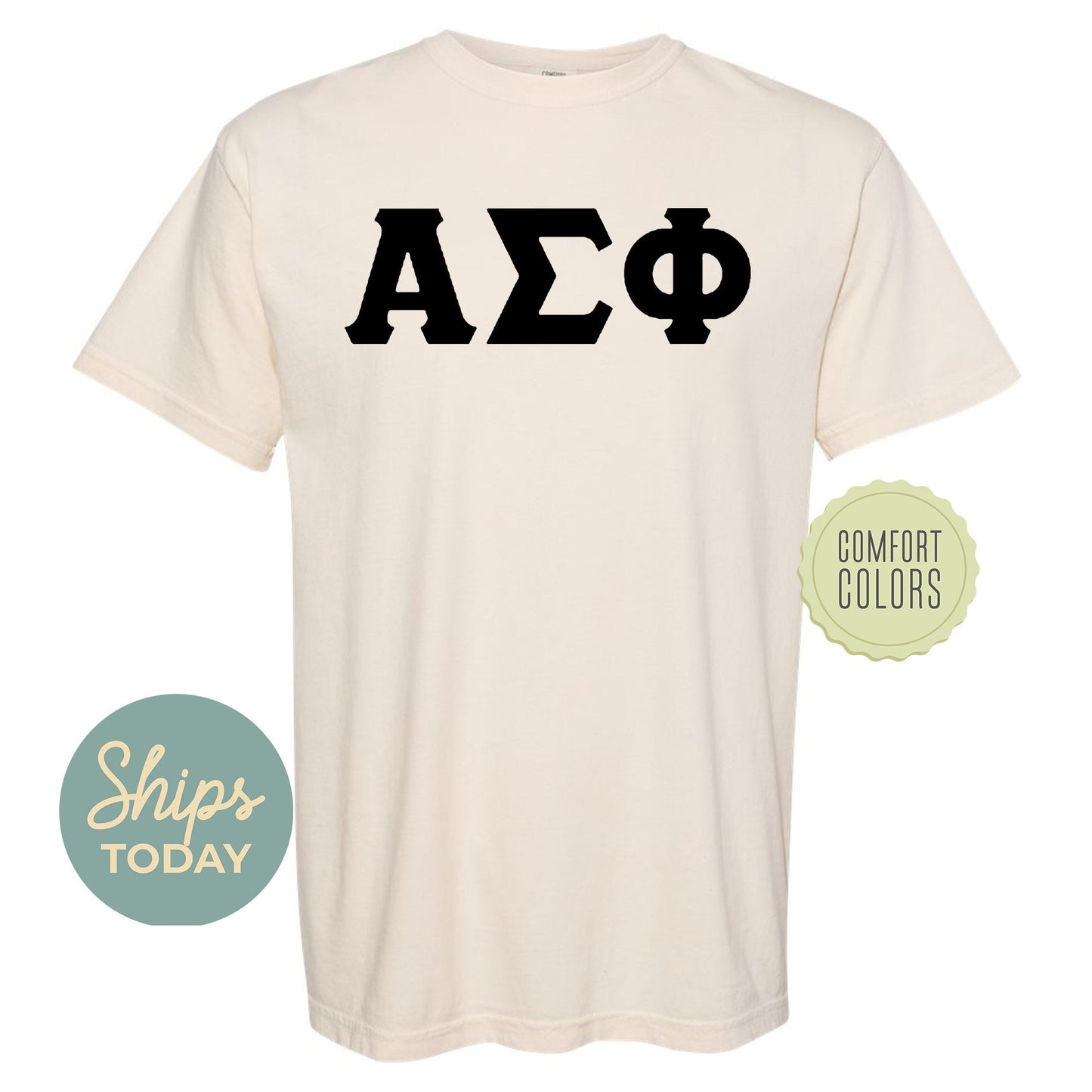 Alpha Sigma Phi Black Letters Comfort Colors Farternity T-shirt _ 34909g