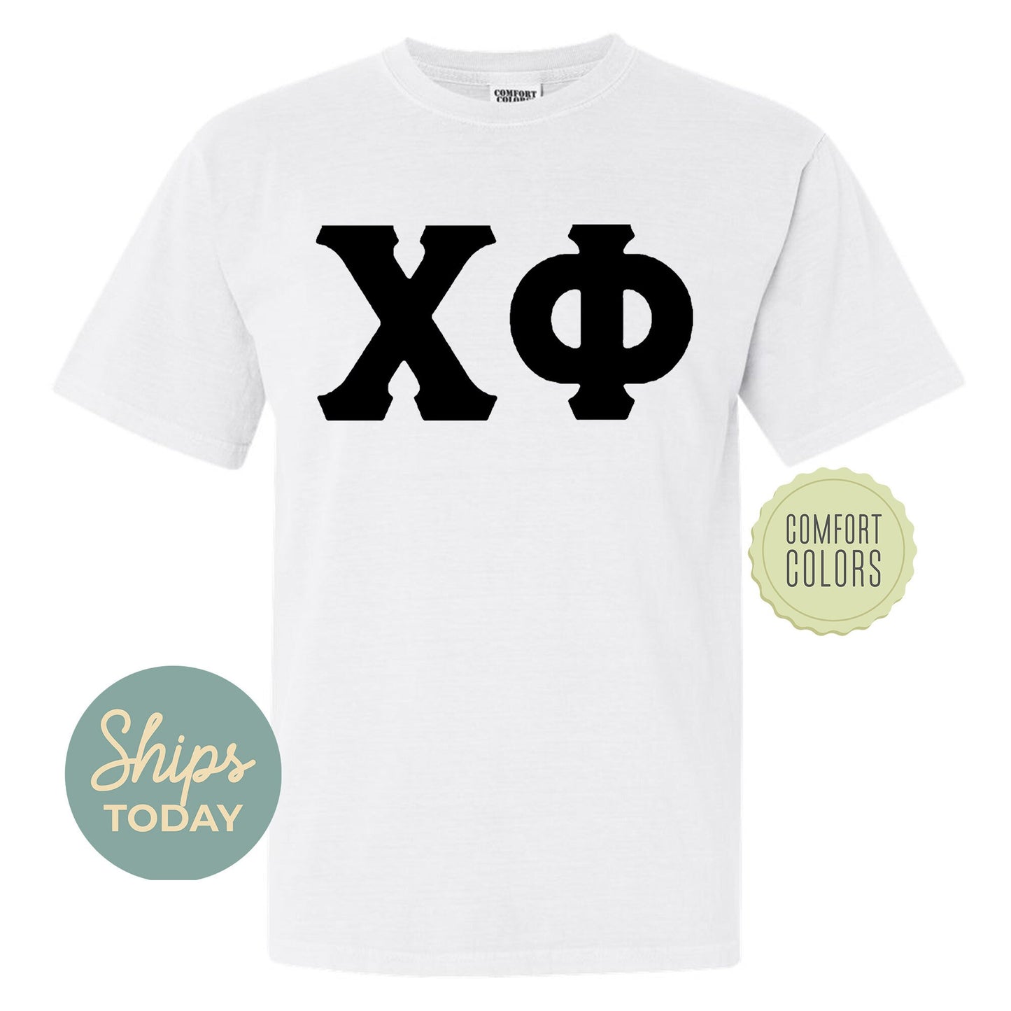 Chi Phi Black Letters Comfort Colors Farternity T-shirt _ 34912g