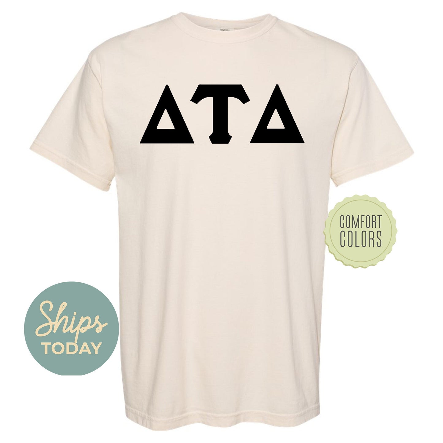 Delta Tau Delta Black Letters Comfort Colors Farternity T-shirt _ 34915g